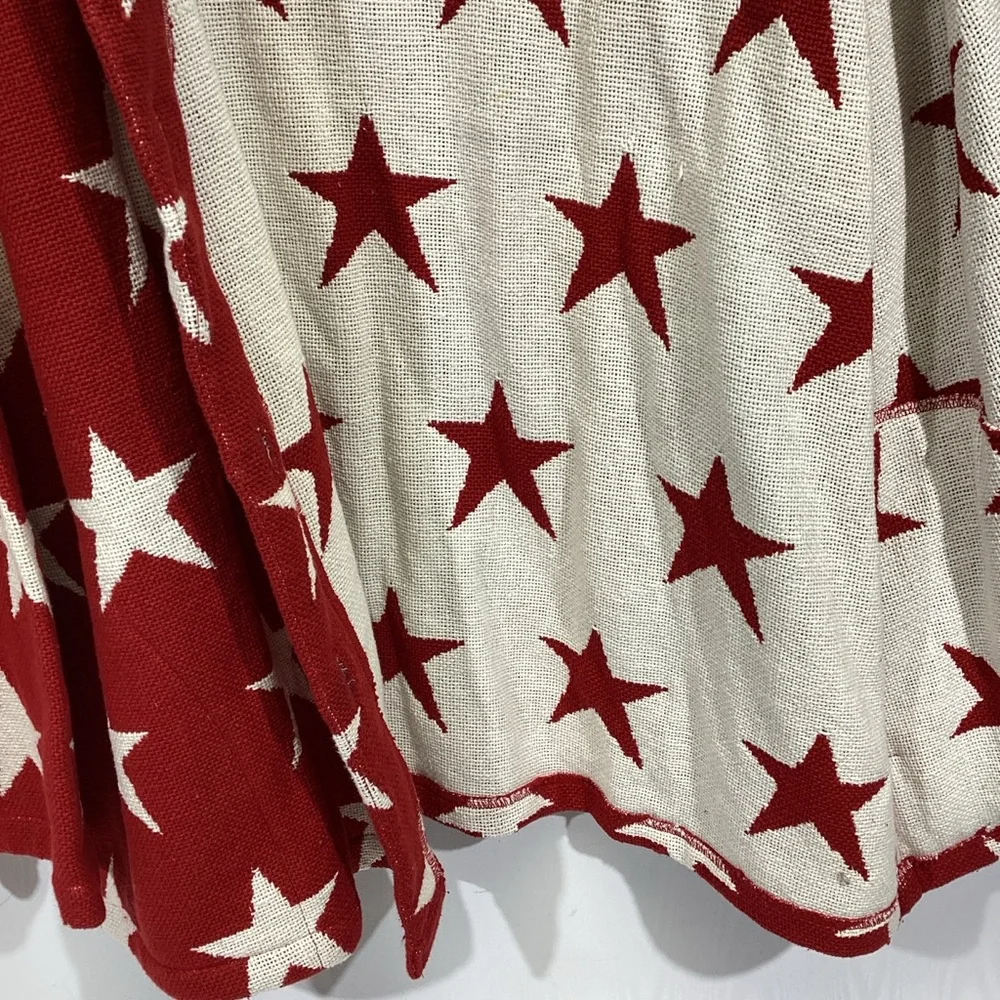 New Quacker Factory Red with White Stars Button Up Woven Jacket 2X Patriotic - Picture 7 of 13